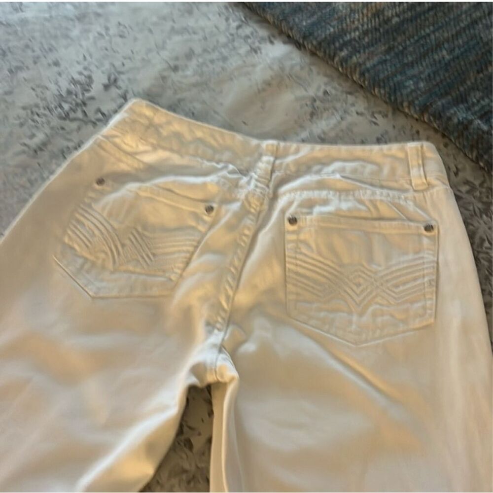 CACHE | white denim straight leg jeans 4 - Picture 4 of 7